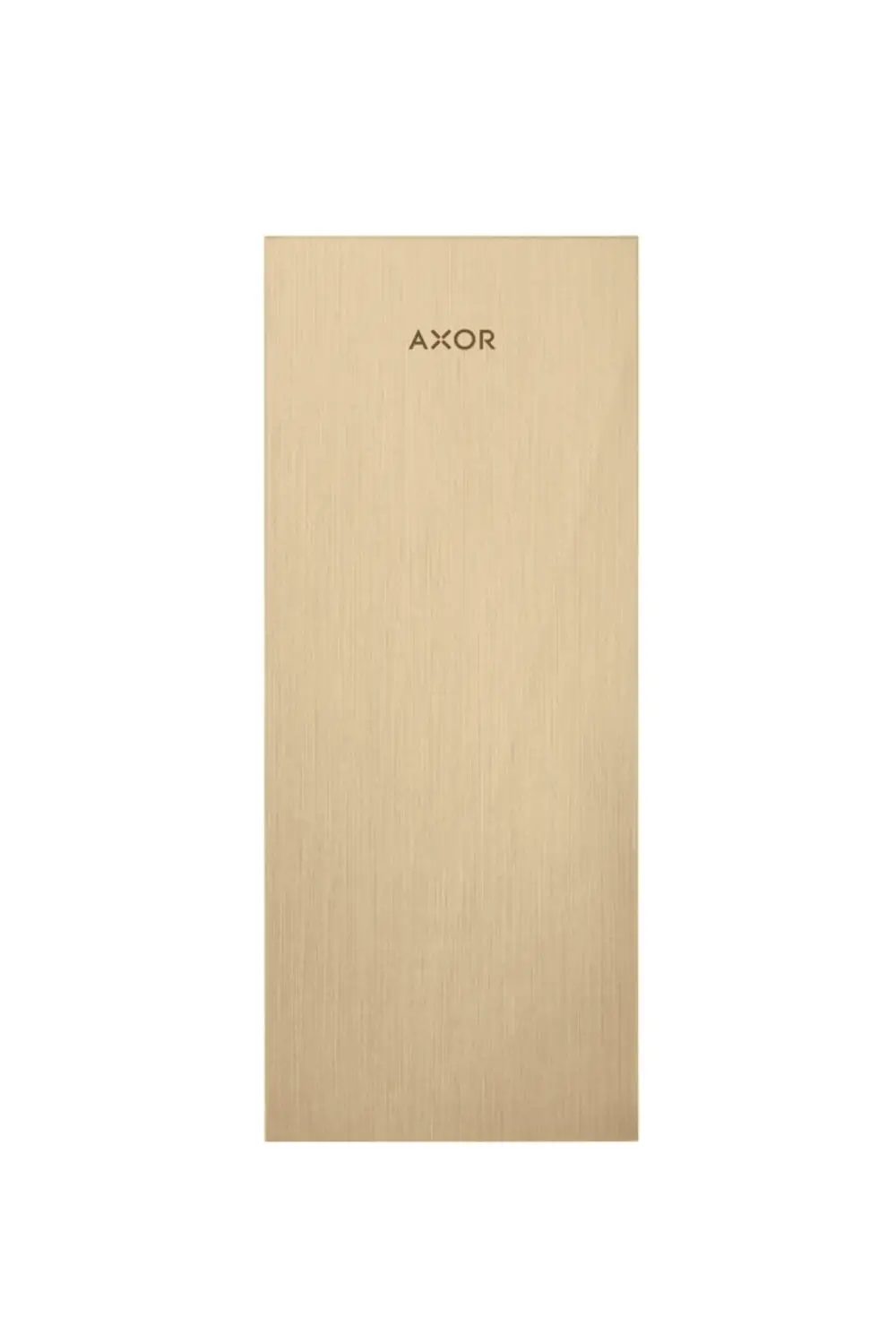 Platte aus Metall in gebürsteter Bronze von AXOR, rechteckig mit homogener Oberflächenstruktur.